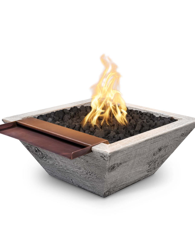 Maya Fire & Water Bowl Wide Spill Water – Wood Grain Concrete