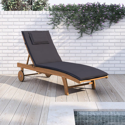 Milkcan Wheeled Outdoor Hardwood Sun Lounger - Black